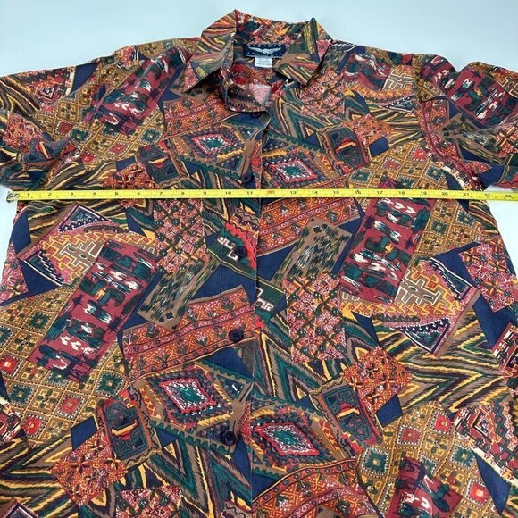 Best American Clothing 100% Silk Southwestern Print Button-Up Blouse Size Small - Picture 11 of 14